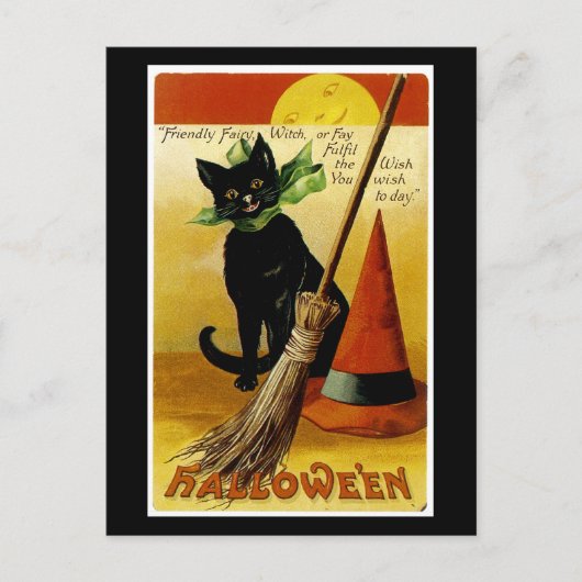 Halloween Black Cat Briefkaart (Voorkant)