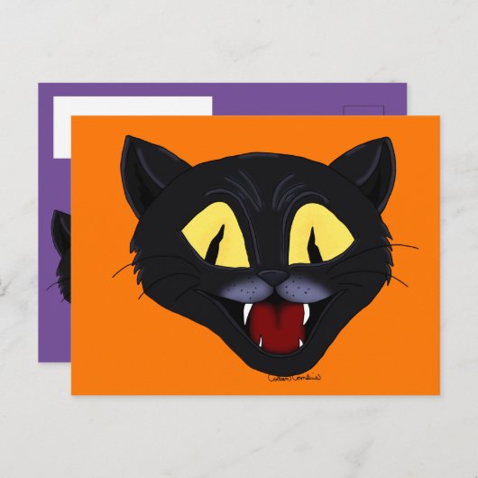 Halloween Black Cat Briefkaart (Voorkant / Achterkant)
