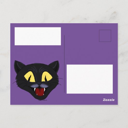 Halloween Black Cat Briefkaart (Achterkant)