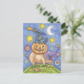 Halloween Black Cat Briefkaart (Staand voorkant)
