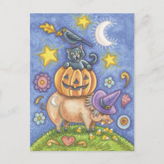 Halloween Black Cat Briefkaart (Voorkant)