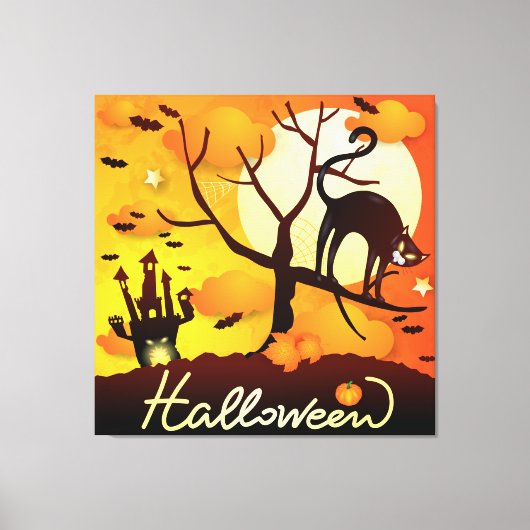 Halloween Black Cat Canvas Afdruk (Voorkant)