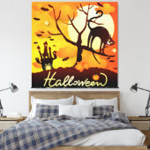 Halloween Black Cat Canvas Afdruk (Insitu (Slaapkamer))