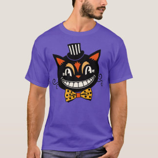 Halloween Black Cat Circus Primitieve Retro T-shirt
