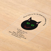 Halloween Black Cat Custom Acryl Uitnodigingen (Laagn)
