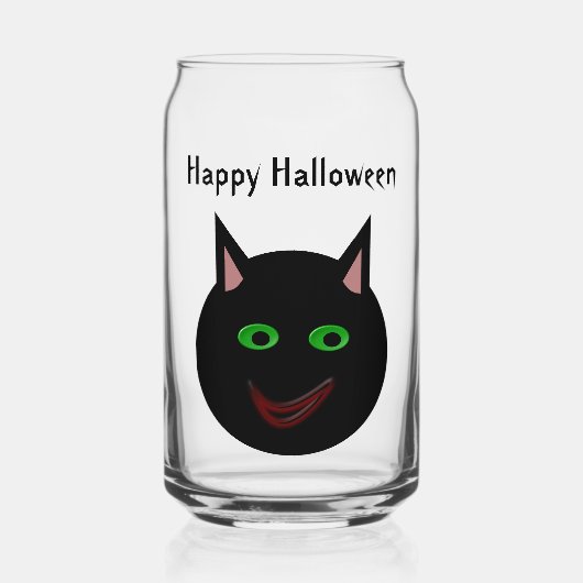 Halloween Black Cat Custom Blikvorm Glas (Voorkant)