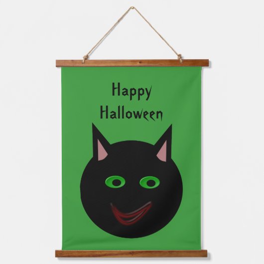 Halloween Black Cat Custom Hangend Wandkleed (Voorkant)