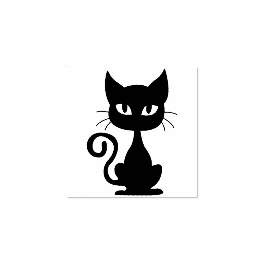 Halloween Black Cat Cute Rubberstempel (Afrduk)