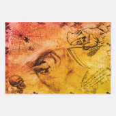 Halloween Black Cat, Death and Spider Ephemera Inpakpapier Vel (Voorkant 3)