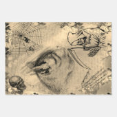 Halloween Black Cat, Death and Spider Ephemera Inpakpapier Vel (Voorkant 2)