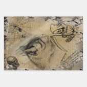 Halloween Black Cat, Death and Spider Ephemera Inpakpapier Vel (Voorkant)