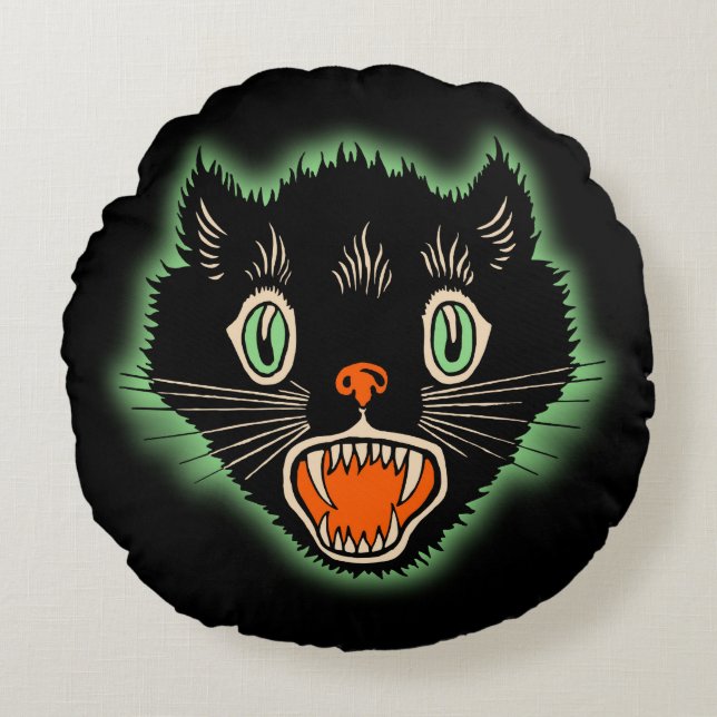  Halloween Black Cat Design Pillow Rond Kussen (Voorkant)