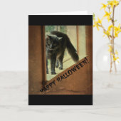 Halloween Black Cat, een geweldige tijd! Kaart (Gele Bloem)