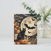 Halloween Black Cat en Bats Briefkaart (Staand voorkant)