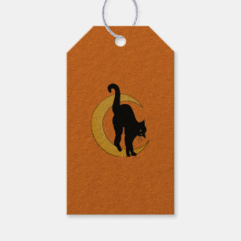 Halloween Black Cat en Cresent Moon Cesft Label Cadeaulabel
