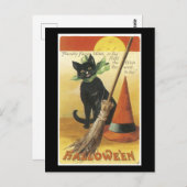 Halloween Black Cat en Fullmoon Briefkaart (Voorkant / Achterkant)