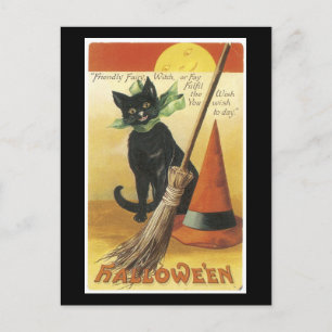 Halloween Black Cat en Fullmoon Briefkaart