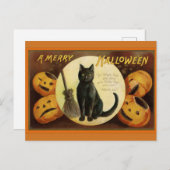  Halloween Black Cat en gekraakte pompoenen Briefkaart (Voorkant / Achterkant)