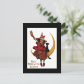 Halloween Black Cat en heks Briefkaart (Staand voorkant)