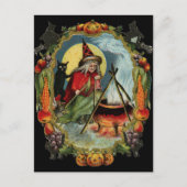 Halloween Black Cat en heks Briefkaart (Voorkant)