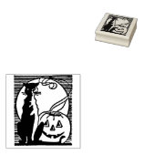  Halloween Black Cat en Jack O'Lantern Rubberstempel (Gestempeld)