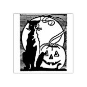  Halloween Black Cat en Jack O'Lantern Rubberstempel (Afrduk)