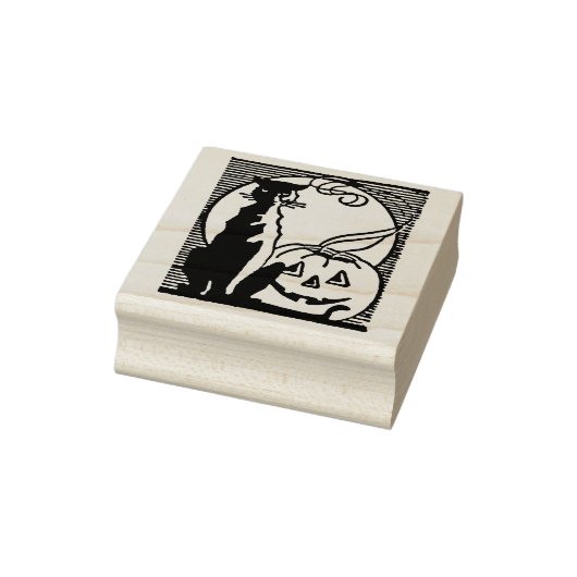  Halloween Black Cat en Jack O'Lantern Rubberstempel (Stempel)