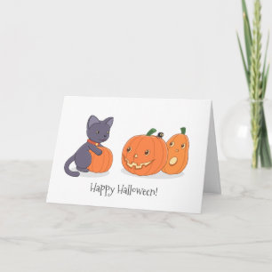Halloween Black Cat en Pomkins Kaart