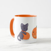 Halloween Black Cat en Pomkins Mok (Voorkant links)
