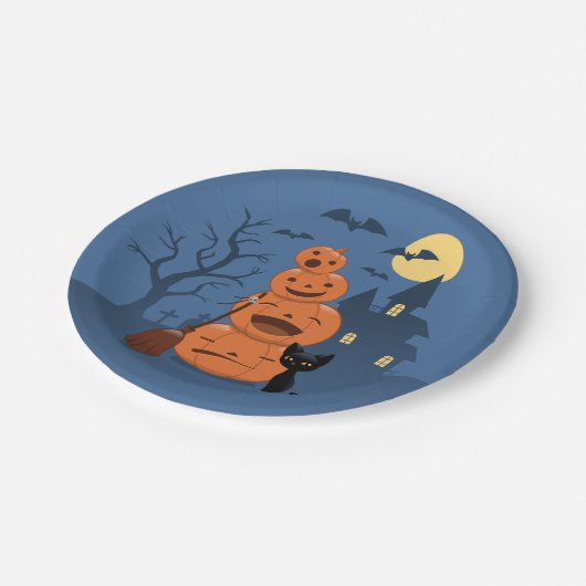Halloween Black Cat en Pomkins Papieren Bordje (Gekanteld)