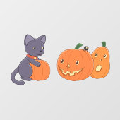 Halloween Black Cat en Pomkins Raamsticker (Vel)