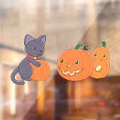Halloween Black Cat en Pomkins Raamsticker (Vel 2)