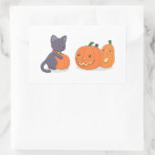 Halloween Black Cat en Pomkins Rechthoekige Sticker (Tas)