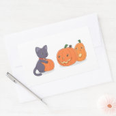 Halloween Black Cat en Pomkins Rechthoekige Sticker (Envelop)