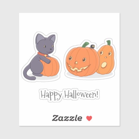 Halloween Black Cat en Pomkins Sticker (Vel)