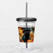 Halloween Black Cat en Pumpkin Acryl Drinkbeker (Voorkant)