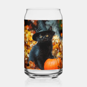 Halloween Black Cat en Pumpkin Blikvorm Glas