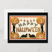 Halloween Black Cat en Pumpkin Briefkaart (Voorkant / Achterkant)