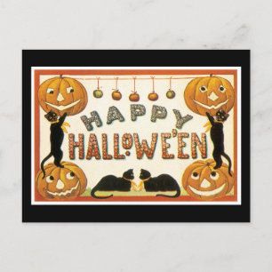Halloween Black Cat en Pumpkin Briefkaart