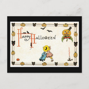 Halloween Black Cat en Pumpkin Briefkaart