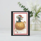 Halloween Black Cat en Pumpkin Briefkaart (Staand voorkant)