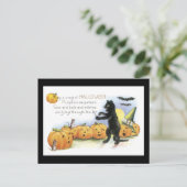 Halloween Black Cat en Pumpkin Briefkaart (Staand voorkant)