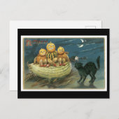 Halloween Black Cat en Pumpkin Briefkaart (Voorkant / Achterkant)