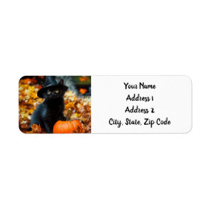Halloween Black Cat en Pumpkin Etiket
