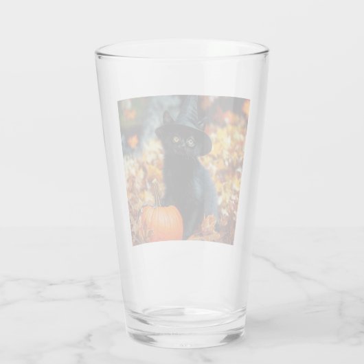 Halloween Black Cat en Pumpkin Glas (Achterkant)