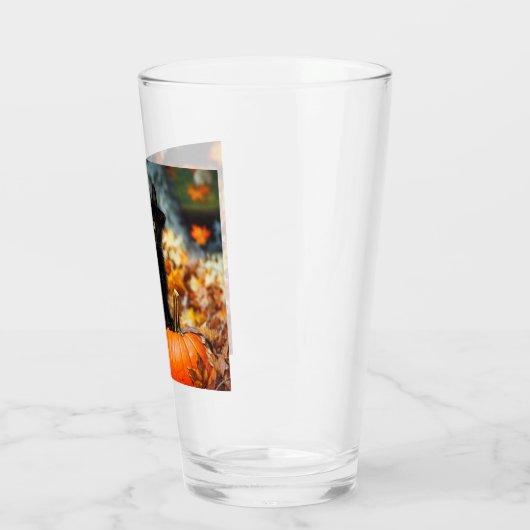 Halloween Black Cat en Pumpkin Glas (Links)