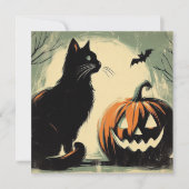 Halloween Black Cat en Pumpkin Kaart (Voorkant)