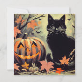 Halloween Black Cat en Pumpkin Kaart (Voorkant)