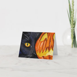 Halloween Black Cat en Pumpkin Kaart