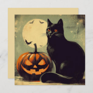 Halloween Black Cat en Pumpkin Kaart